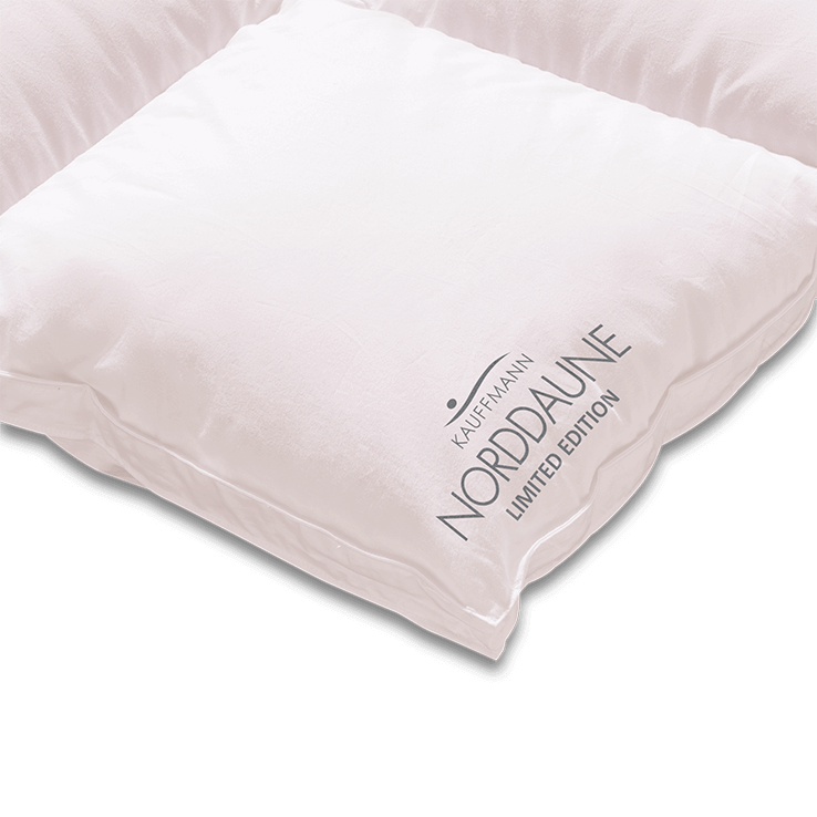 Luxurious Kauffmann Norddaune down duvet with premium cotton cover and 100% goose down filling.